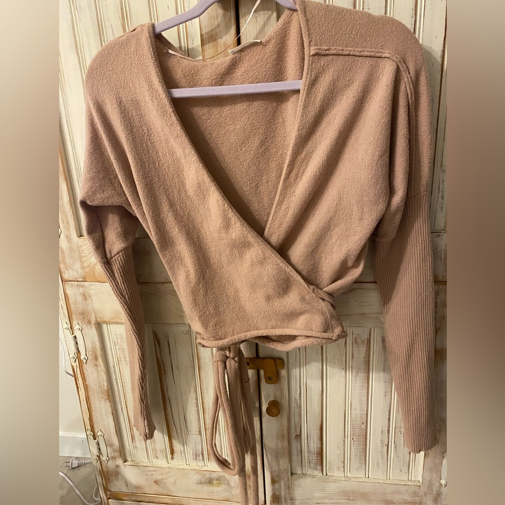 Wrap-Style Tan Women's Top